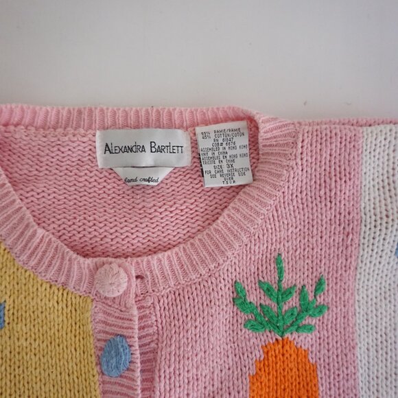 Vintage Alexandra Bartlett Easter Sweater Bunny Carrot Chick Cottagecore 3X - Picture 10 of 11